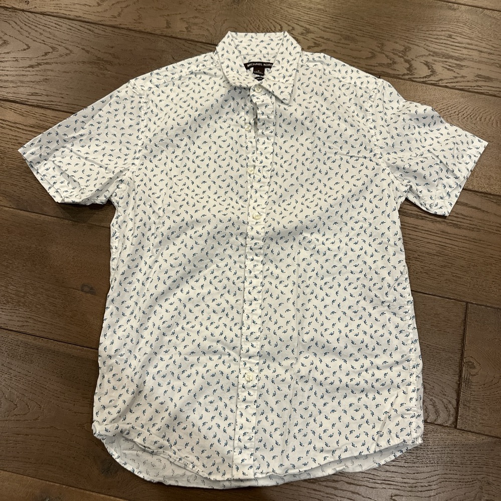 Michael Kors White Shirt with Blue Pattern